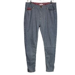 April Cornell Jeans Womens 12 31 Blue‎ White Pinstripe Skinny Zippers Conductor